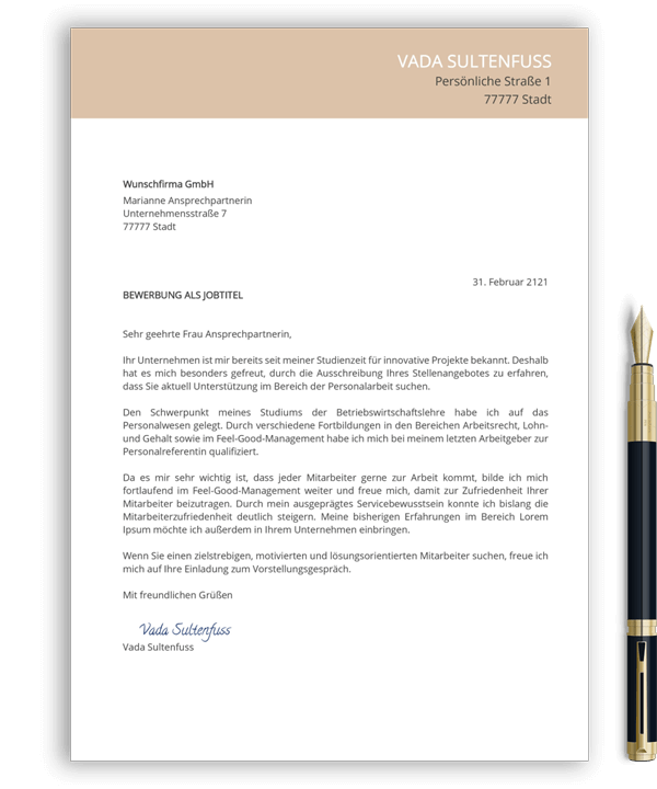 Bewerbungsschreiben Vorlage Bewerbung schreiben Muster