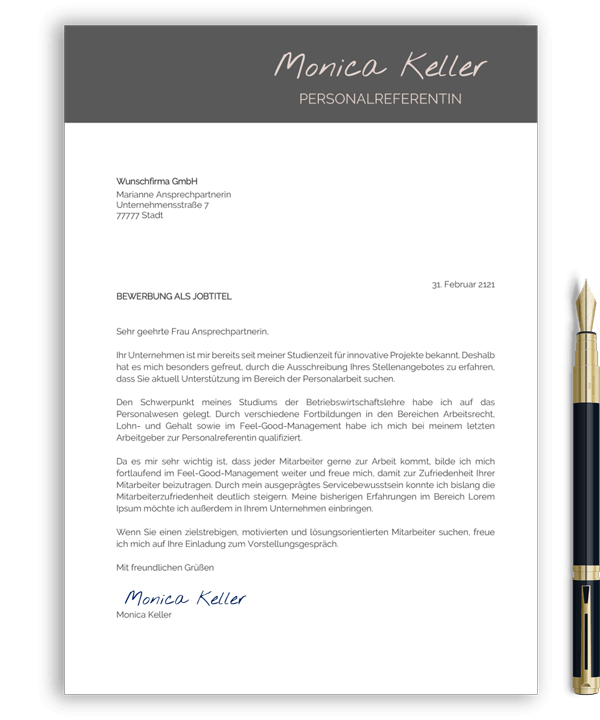 Bewerbungsschreiben Vorlage Bewerbung schreiben Muster