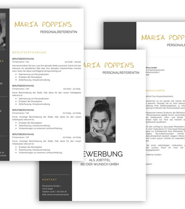Bewerbungsvorlage Download, Bewerbung schreiben Vorlage, Moderne Lebenslauf Vorlage mit Lebenslauf, Anschreiben, Deckblatt