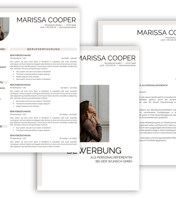 Bewerbungsvorlage Download, Bewerbung schreiben Vorlage, Moderne Lebenslauf Vorlage mit Lebenslauf, Anschreiben, Deckblatt