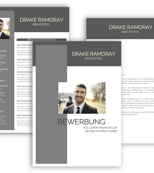 Bewerbungsvorlage Download, Bewerbung schreiben Vorlage, Moderne Lebenslauf Vorlage mit Lebenslauf, Anschreiben, Deckblatt
