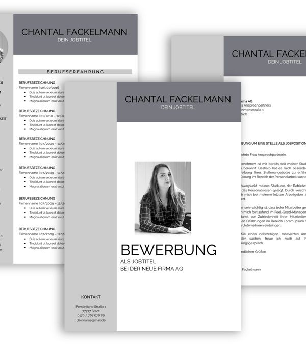 Bewerbungsvorlage, Bewerbung schreiben Vorlage, Moderne Lebenslauf Vorlage mit Lebenslauf, Anschreiben, Deckblatt
