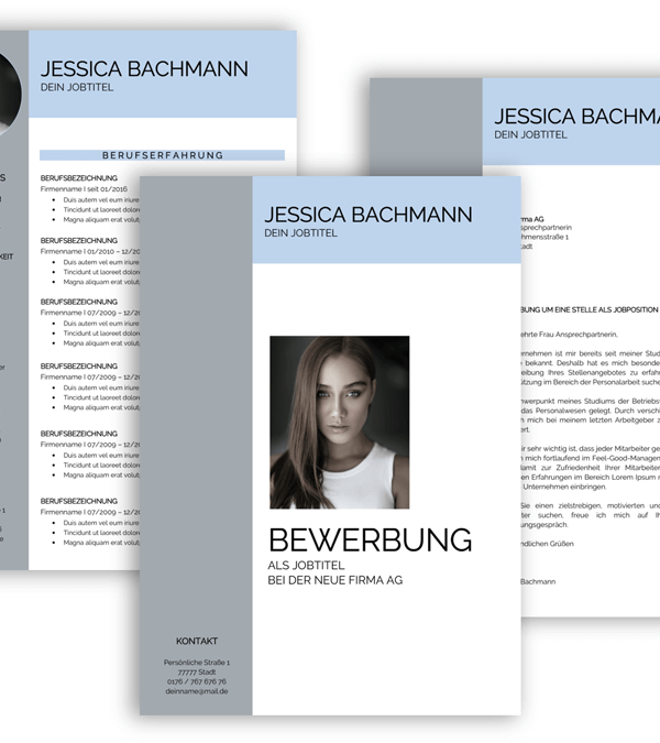 Bewerbungsvorlage, Bewerbung schreiben Vorlage, Moderne Lebenslauf Vorlage mit Lebenslauf, Anschreiben, Deckblatt