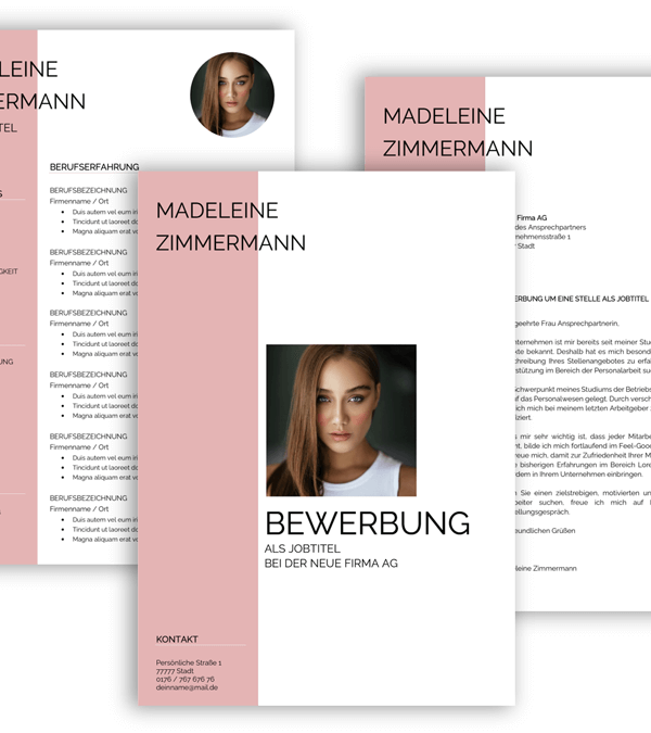 Bewerbungsvorlage Download, Bewerbung schreiben Vorlage, Moderne Lebenslauf Vorlage mit Lebenslauf, Anschreiben, Deckblatt
