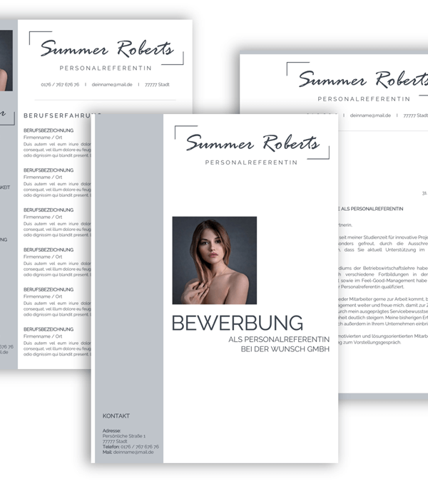 Bewerbungsvorlage, Bewerbung schreiben Vorlage, Moderne Lebenslauf Vorlage blau mit Lebenslauf, Anschreiben, Deckblatt