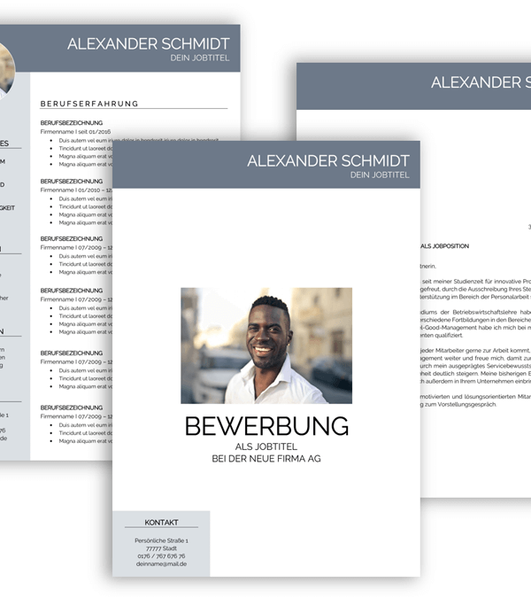 Bewerbungsvorlage Download, Bewerbung schreiben Vorlage, Moderne Lebenslauf Vorlage mit Lebenslauf, Anschreiben, Deckblatt