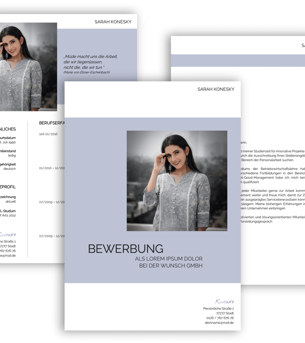 Bewerbungsvorlage, Bewerbung schreiben Vorlage, Moderne Lebenslauf Vorlage mit Lebenslauf, Anschreiben, Deckblatt