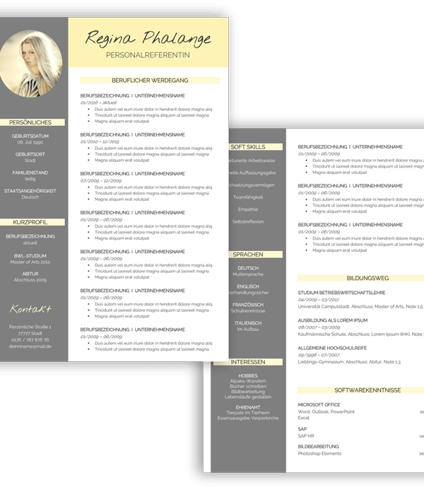 Lebenslaufvorlage modern tabellarisch