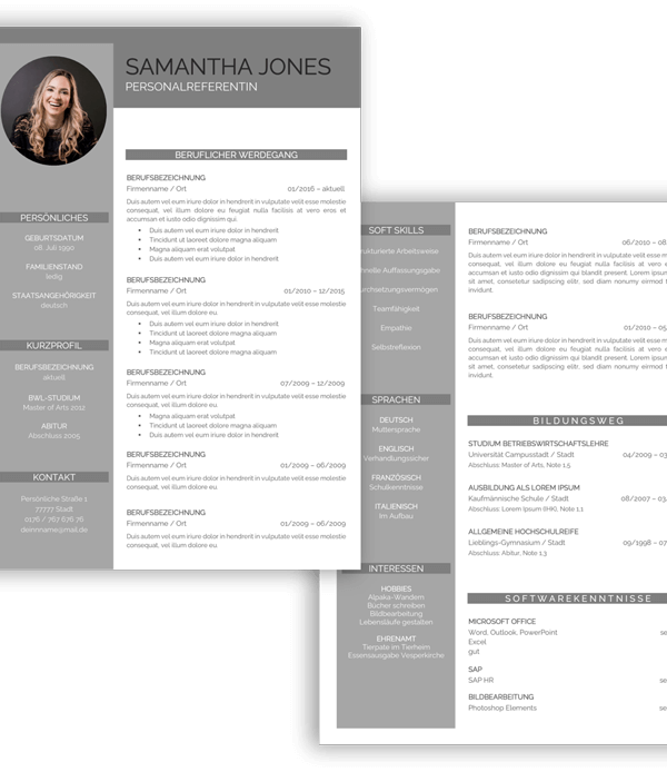Lebenslaufvorlage modern schlicht tabellarisch