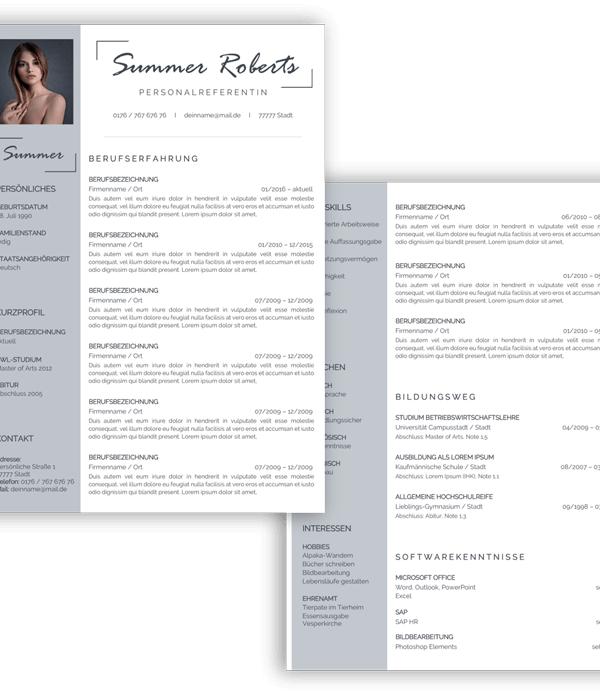 Moderne tabellarischer Lebenslauf Vorlage blau