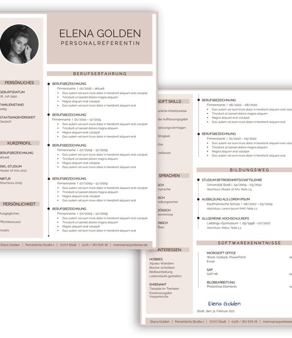 Lebenslaufvorlage modern kaufen für Frauen