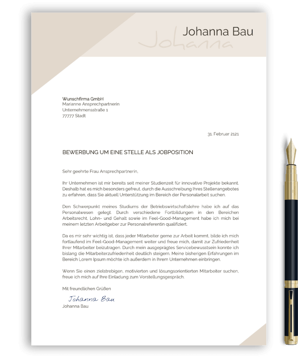 Professionelle Bewerbung schreiben Vorlage Bewerbungsschreiben Muster