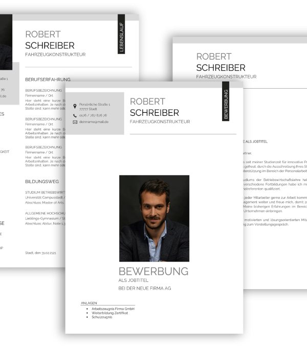 Professionelle Bewerbungsvorlage Vorlage Lebenslauf, Anschreiben, Deckblatt