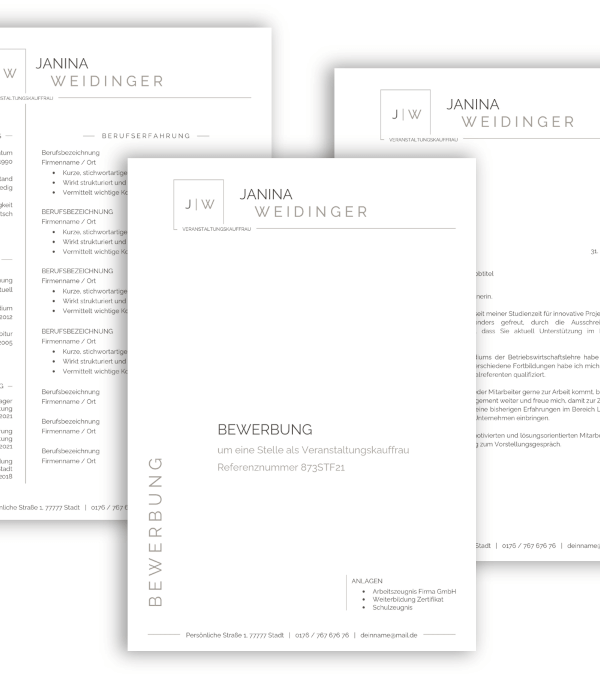 Professionelle Bewerbungsvorlage Lebenslauf ohne Foto Vorlage, Anschreiben, Deckblatt
