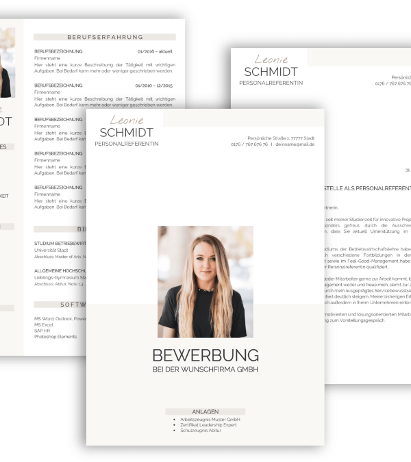 Professionelle Bewerbungsvorlage, Bewerbung schreiben Vorlage, Moderne Lebenslauf Vorlage mit Lebenslauf, Anschreiben, Deckblatt