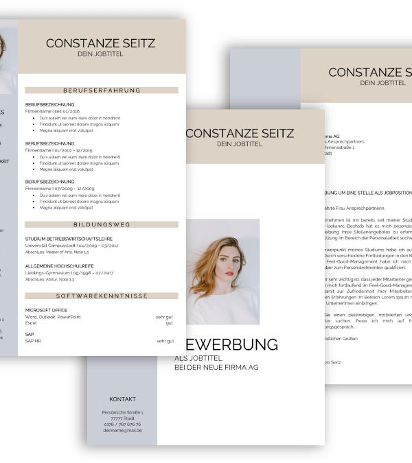 Professionelle Bewerbungsvorlage, Bewerbung schreiben Vorlage, Moderne Lebenslauf Vorlage mit Lebenslauf, Anschreiben, Deckblatt