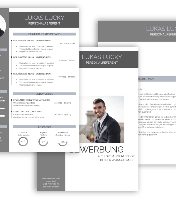 Professionelle Bewerbungsvorlage, Bewerbung schreiben Vorlage, Moderne Lebenslauf Vorlage blau mit Lebenslauf, Anschreiben, Deckblatt