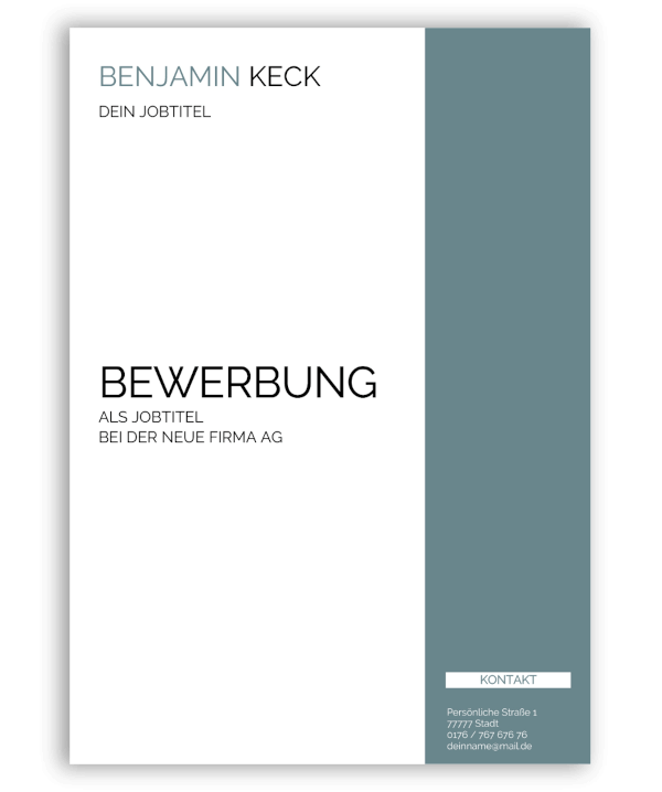 Bewerbung Deckblatt modern blau