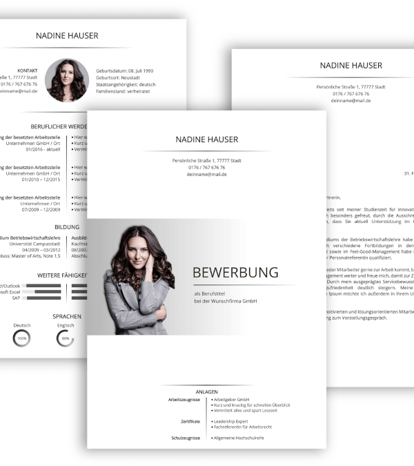 Professionelle Bewerbungsvorlage, Bewerbung schreiben Vorlage, Moderne Lebenslauf Vorlage mit Lebenslauf inkl Hardskills Softskills, Anschreiben, Deckblatt
