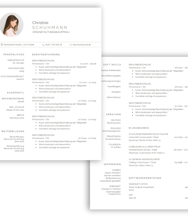 Lebenslaufvorlage schlicht tabellarisch