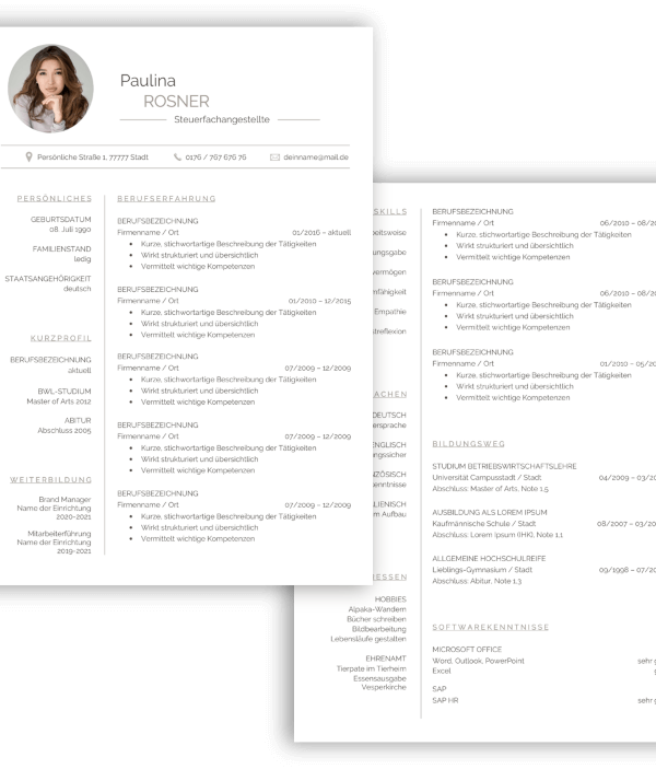 Tabellarischer Lebenslauf Vorlage schlicht