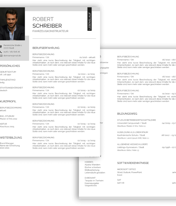 Tabellarischer Lebenslauf Vorlage professionell