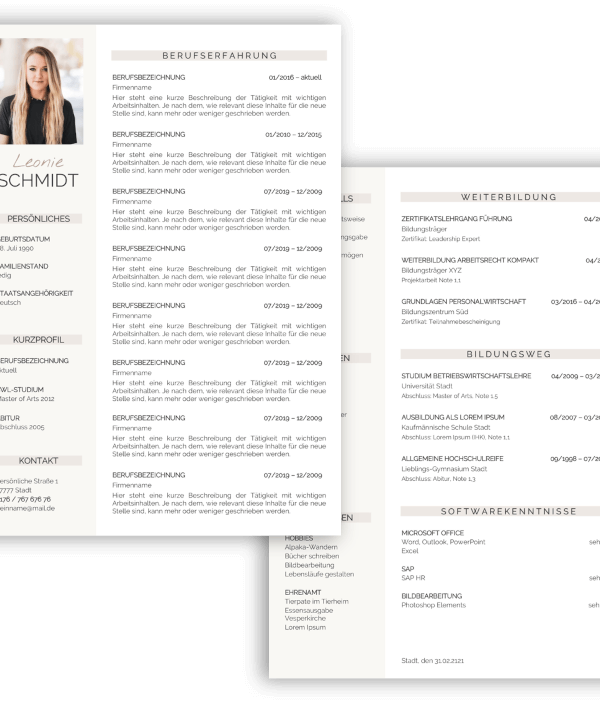 Professioneller Lebenslauf Vorlage modern schlicht tabellarisch