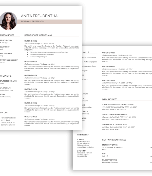 Moderner Lebenslauf schlicht Vorlage tabellarisch