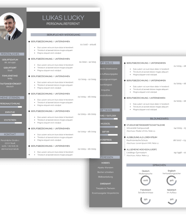 Moderne tabellarischer Lebenslauf Vorlage blau