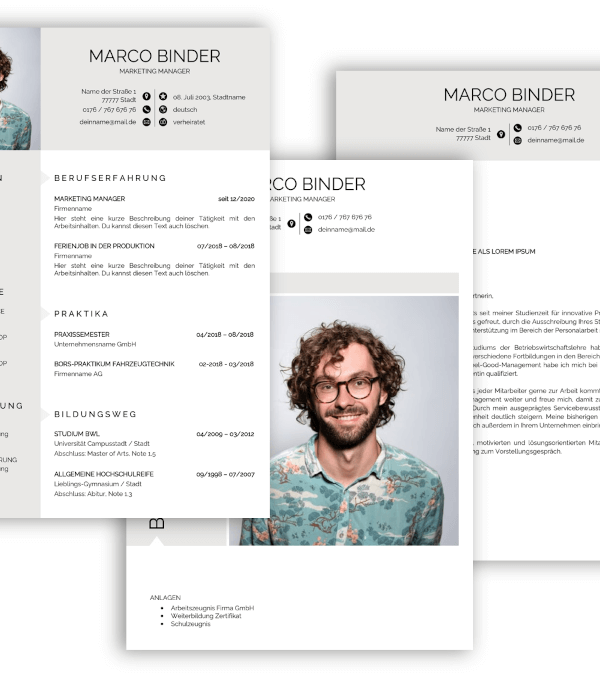 Professionelle Bewerbungsvorlage Vorlage Lebenslauf, Anschreiben, Deckblatt