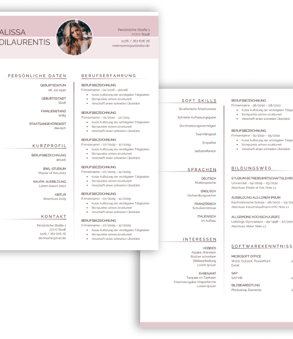 Tabellarischer Lebenslauf Vorlage feminin